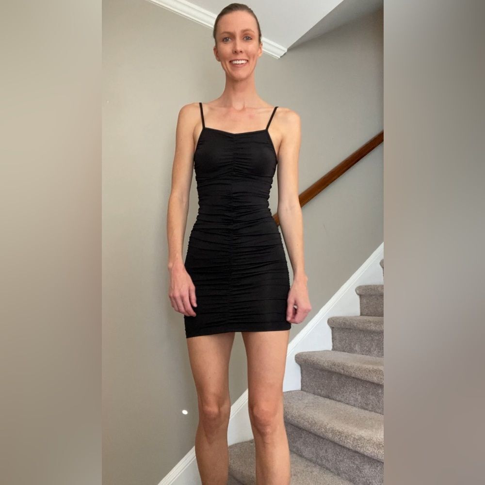 SHEIN Teen Black Bodycon Ruched Mini Dress Sz Teen Juniors 12-13Y